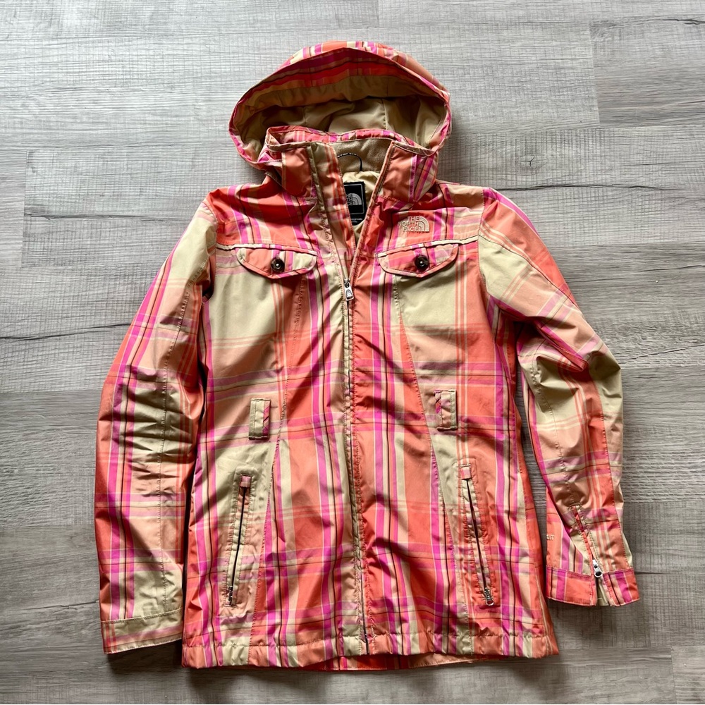 Plaid North Face rain coat